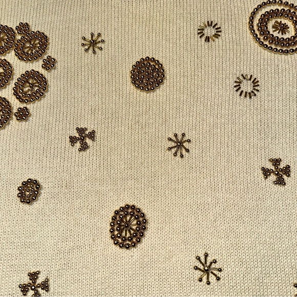 Vintage Premier Moda Sweater  Cream W/ Gold Beaded Design Medium EUC!!!!! - Picture 5 of 10